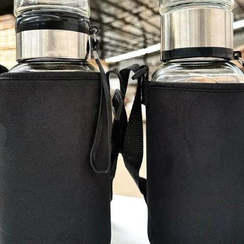 1L大容量玻璃水杯 带茶仓杯套 细节图1